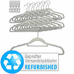 PEARL 30 rutschfeste Samt-Kleiderbügel, Clips, Versandrückläufer PEARL Samt-Kleiderbügel mit Krawattenhalter, Verbindungshaken & Clips
