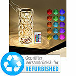 Lunartec LED-Kristall-Akku-Tischlampe mit Touch, Versandrückläufer Lunartec LED-Kristall-Akku-Nachttischlampen mit Touch-/Fernbedienung, RGBW