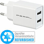 PEARL 2-Port-USB-Netzteil für Mobilgeräte, Versandrückläufer PEARL USB-Netzteile für Steckdose