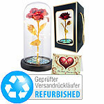 Lunartec Ewige rote Rose unter Glas mit LED-Licht, 21,5 cm, Versandrückläufer Lunartec Ewige Rosen unter Glaskuppel mit LED-Licht in Geschenkverpackung