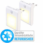 Lunartec 2er-Set Steckdosen-LED-Nachtlicht, dimmbar, Versandrückläufer Lunartec Steckdosen-Nachtlichter mit Dämmerungs- & Bewegungssensor, dimmbar 