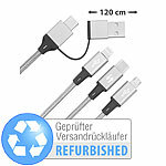 Callstel 6in1-Schnellladekabel, Versandrückläufer Callstel 4in1-Daten- und Schnellladekabel, Stoffummantelung, Schlüselanhänger, Magnet