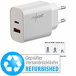 revolt USB-Netzteil für Typ A & C, PD bis 20 Watt, Versandrückläufer revolt Mini-Netzteile, Multiport, USB-A & USB-C, 230V
