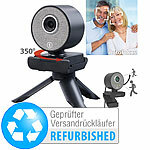 Somikon Autotracking-USB-Webcam mit Full HD, Super-WDR, 120°,Versandrückläufer Somikon Full-HD-Webcams mit Auto-Tracking und dynamischer Helligkeitsanpassung