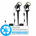 Luminea 2tlg.-Erweiterungs-Set für Aluminium-Gartenspots, Versandrückläufer Luminea COB-LED-Wand- & Bodenstrahler mit Erdspieß 