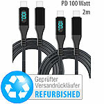 Callstel 2er-Set USB-C-Schnelllade/Datenkabel mit LED-Display,Versandrückläufer Callstel PD-USB-C-Daten- & Ladekabel mit digitaler Anzeige