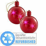Lunartec 2er-Set LED-Weihnachtskugeln mit 3D-Effekt, rot Versandrückläufer Lunartec