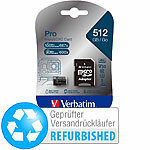 Verbatim Pro microSDXC-Speicherkarte, 512 GB, 100 MB/s,Versandrückläufer Verbatim microSD-Speicherkarte UHS U3 