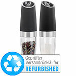 Rosenstein & Söhne 2er-Set elektrische Salz- & Pfeffermühle, Versandrückläufer Rosenstein & Söhne Elektrische Salz- und Pfeffermühlen mit Kippsensor & Licht