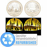 Lunartec 2er-Set leuchtende Echtholzbilder Versandrückläufer Lunartec Weihnachtliche LED-Holzbilder