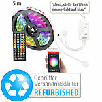 Luminea Home Control WLAN-RGB-LED-Streifen mit Sound-Steuerung, App, 5 m,Versandrückläufer Luminea Home Control WLAN-LED-Streifen-Sets in RGB mit Sprach- und Soundsteuerung