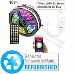 Luminea Home Control WLAN-RGB-LED-Streifen mit Sound-Steuerung, Versandrückläufer Luminea Home Control WLAN-LED-Streifen-Sets in RGB mit Sprach- und Soundsteuerung 