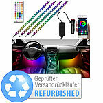 Lescars 4er-Set Kfz-LED-RGB-Streifen Versandrückläufer Lescars Auto-Innenraumbeleuchtungen mit Bluetooth