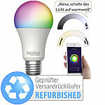 Luminea Home Control WLAN-LED-Lampe, E27, RGB-CCT, 14 W, Versandrückläufer Luminea Home Control WLAN-LED-Lampen E27 RGBW