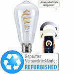 Luminea Home Control LED-Filament-Lampe E27, CCT, 4,5W (ersetzt 35W), Versandrückläufer Luminea Home Control WLAN-LED-Filament-Lampe E27 weiß 