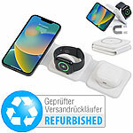 Callstel 3in1-Ladestation für iPhone, AirPods, Apple Watch,Versandrückläufer Callstel Faltbare Qi-kompatible 3in1-Ladestationen für Smartphone, Apple Watch & AirPods