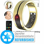 newgen medicals Fitnesstracker-Ring, Herzfrequenz, gold, Gr. 57,Versandrückläufer newgen medicals Fitness- und Schlaftracker-Ringe mit SOS-Funktion und Touch-Steuerung