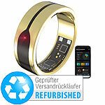 newgen medicals Fitnesstracker-Ring, Herzfrequenz- & SpO2-Anzeige, Versandrückläufer newgen medicals Fitness- und Schlaftracker-Ringe mit SOS-Funktion und Touch-Steuerung