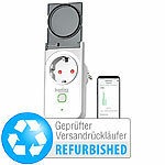 Luminea Home Control Outdoor-WLAN-Steckdose, Energiekostenmesser, App, Versandrückläufer Luminea Home Control Outdoor-WLAN-Steckdosen mit Stromverbrauchs-Messung, Matter-kompatibel