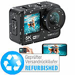 Somikon Mini-Actioncam mit 5K-Auflösung, wasserdicht, Versandrückläufer Somikon 5K-Actioncams mit 2 Displays und WLAN, wasserdicht
