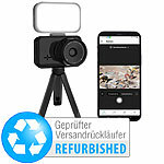 Somikon 4K-WLAN-Zeitrafferkamera, App, Versandrückläufer Somikon 4K-UHD-Zeitrafferkameras mit LED-Leuchtpanel, PIR-Sensor, WLAN und App