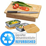 Rosenstein & Söhne XL-Bambus-Schneidebrett, Versandrückläufer Rosenstein & Söhne Schneidebretter mit Auffangschalen 