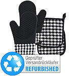 Rosenstein & Söhne 4er-Set Silikon-Ofenhandschuhe und Topflappen, Versandrückläufer Rosenstein & Söhne 