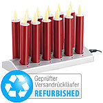 Lunartec 12 LED-Akku-Kerzen mit Edelstahl-Haltern, rot (Versandrückläufer) Lunartec