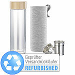 Cucina di Modena Doppelwandige Glas-Trinkflasche, Versandrückläufer Cucina di Modena Doppelwandige Glas-Teeflaschen mit Tee-Sieb