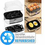 Rosenstein & Söhne 3in1-Edelstahl-Eierkocher, 210 W, Versandrückläufer Rosenstein & Söhne Eierkocher mit Rührei-Einsatz