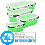 Rosenstein & Söhne 4er-Set zusammenklappbare Silikonbox, Versandrückläufer Rosenstein & Söhne Zusammenklappbare Silikon-Aufbewahrungsbehälter mit Deckeln