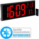 Lunartec LED-Wand- & Tischuhr, Jumbo-Uhrzeit, Fernbedienung, Versandrückläufer Lunartec XXL-LED-Wand- und Tischuhren mit Fernbedienung, Thermometer & Luftfeuchtemesser