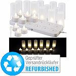 Lunartec 12er-Set Akku-Teelichter mit Kunststoff-Dekogläsern, Versandrückläufer Lunartec Akku-LED-Teelicht-Sets mit Ladestation