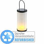 Lunartec Solar-LED-Laterne, Glas/Metall, Versandrückläufer Lunartec Solar-Laternen mit flackernden LEDs