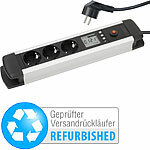 revolt 3-fach-AluSteckdosenleiste mit Stromverbrauchszähler Versandrückläufer revolt Steckdosenleisten mit Stromverbrauchszähler