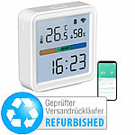 Luminea Home Control WLAN-Temperatur-und Luftfeuchtigkeitssensor, Versandrückläufer Luminea Home Control WLAN-Temperatur- & Luftfeuchtigkeits-Sensoren mit App-Auswertungen