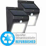 Lunartec 2er-Set Solar-LED-Wandleuchten, Versandrückläufer Lunartec LED-Solar-Fluter mit Bewegungsmelder 