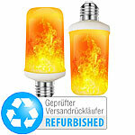 Luminea 2er-Set LED-Lampen mit Flammeneffekt, Versandrückläufer Luminea LED-Flammen-Lampe (E27) mit Beleuchtungs-Modi und Schwerkraftsensor