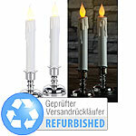 Britesta 2er-Set LED-Stabkerzen mit silbernem Kerzenständer, Versandrückläufer Britesta LED-Stabkerzen mit Kerzenständer