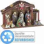 PEARL Große Weihnachtskrippe mit 11 Porzellan-Figuren, Versandrückläufer PEARL