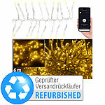 Lunartec Smarte WLAN-LED-Büschel-Lichterkette, 600 LEDs, App, Versandrückläufer Lunartec WLAN-LED-Lichtergirlanden mit App-, Sprach- und Musiksteuerung