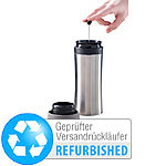 Rosenstein & Söhne 2in1-Edelstahl-Thermobecher, Versandrückläufer Rosenstein & Söhne Thermobecher mit French-Press-Systemen