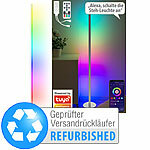 Luminea Home Control WLAN-Steh-/Eck-Leuchte, RGB-IC-LEDs, 12 W, Versandrückläufer Luminea Home Control WLAN-LED-Steh-/Eck-Leuchten mit App