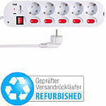 revolt 5-fach-Steckdosenleiste, einzeln schaltbar, Versandrückläufer revolt 230-Volt-Steckdosenleisten mit USB, einzeln schaltbar 