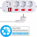 revolt 3-fach-Steckdosenleiste, einzeln schaltbar, Versandrückläufer revolt 230-Volt-Steckdosenleisten mit USB, einzeln schaltbar 