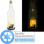 Lunartec Deko-Glasflasche mit LED-Kerze, Versandrückläufer Lunartec Winter-Deko-Glasflaschen mit LED-Echtwachskerzen