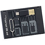 PEARL SIM-Karten-Organizer mit microSD-Card-Reader für USB OTG PEARL SIM-Kartenhalter mit microSD-Kartenleser und SIM-Adapter
