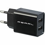 PEARL 2-Port-USB-Netzteil für Mobilgeräte, USB-A, 2,4 A / 12 W, schwarz PEARL USB-Netzteile für Steckdose