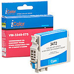 iColor Tintenpatrone für Epson-Drucker (ersetzt T3472 / 34XL), cyan, 14 ml iColor Kompatible Druckerpatronen für Epson Tintenstrahldrucker