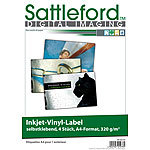 Sattleford 4 Vinyl-Klebefolien für Inkjet-Drucker, wetterfest, DIN A4,  weiß Sattleford Wetterfeste Klebefolien für Inkjet-Drucker